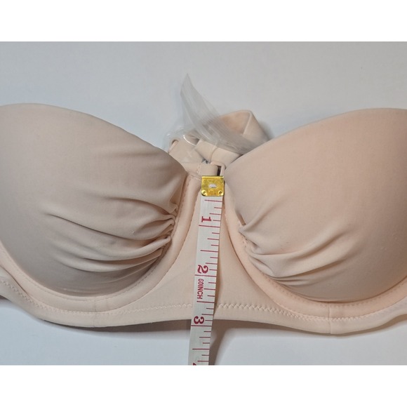 Aerie Strapless Underwire Bikini Top Nude Peach Ruched Lightly Lined 8189176827 - Picture 4 of 6